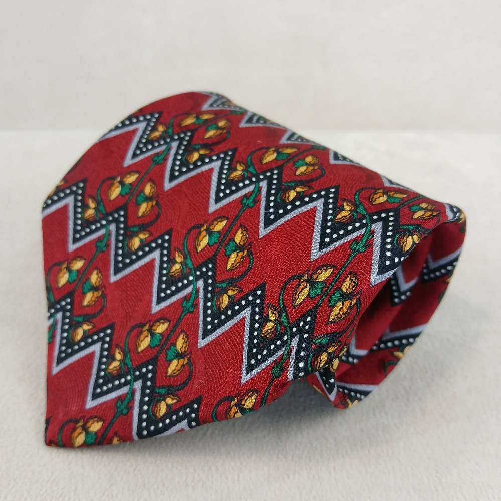 VTG Vicky Davis 4x57‎ Mens Silk Tie Woven Floral Geometric